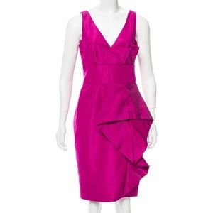 Lela Rose sleeveless fuschia ruffle dress